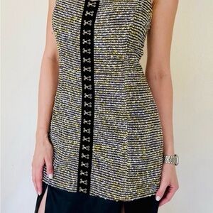 Honey Punch Black and Yellow Striped Blouse